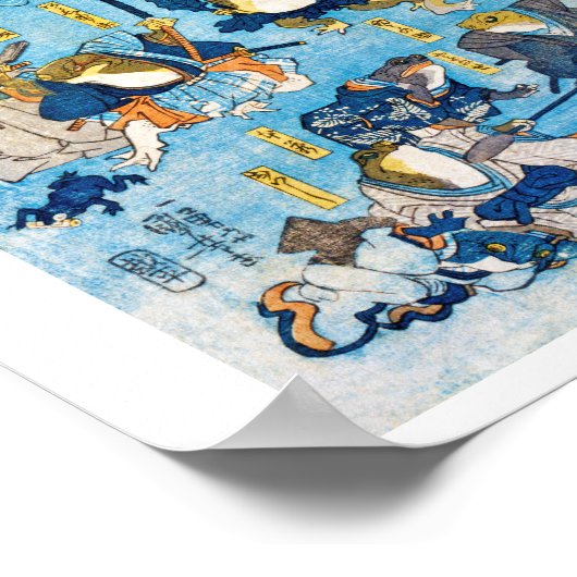 Kikker Kabuki Actor, Kuniyoshi, Ukiyo-e Poster (Hoek)