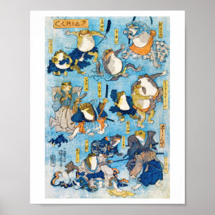 Kikker Kabuki Actor, Kuniyoshi, Ukiyo-e Poster