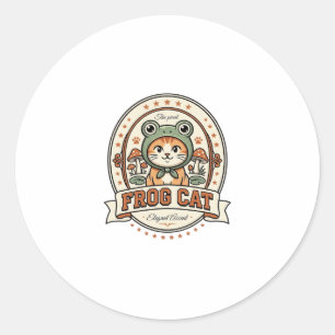 Kikker Kat Kikkercore Kat Vintage Vector Kunst T-s Ronde Sticker