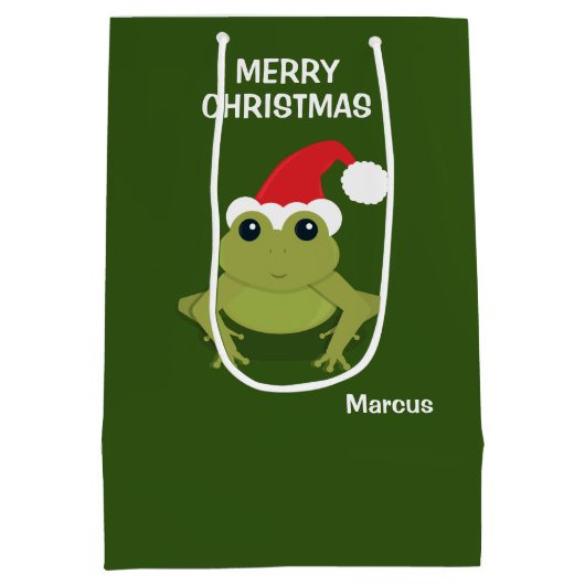 Kikker kerstmis medium cadeauzakje (Achterkant)