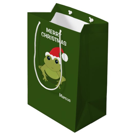 Kikker kerstmis medium cadeauzakje (Achterkant Gekanteld)