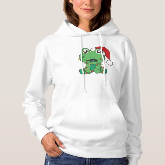 Kikker Kerstmis Winter Dieren Vakantie Kikkers Hoodie (Voorkant)