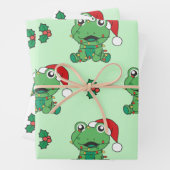 Kikker Kerstmis Winter Dieren Vakantie Kikkers Inpakpapier Vel (In situ)