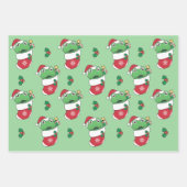 Kikker Kerstmis Winter Dieren Vakantie Kikkers Inpakpapier Vel (Voorkant 3)