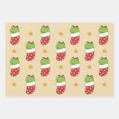 Kikker Kerstmis Winter Dieren Vakantie Kikkers Inpakpapier Vel (Voorkant)