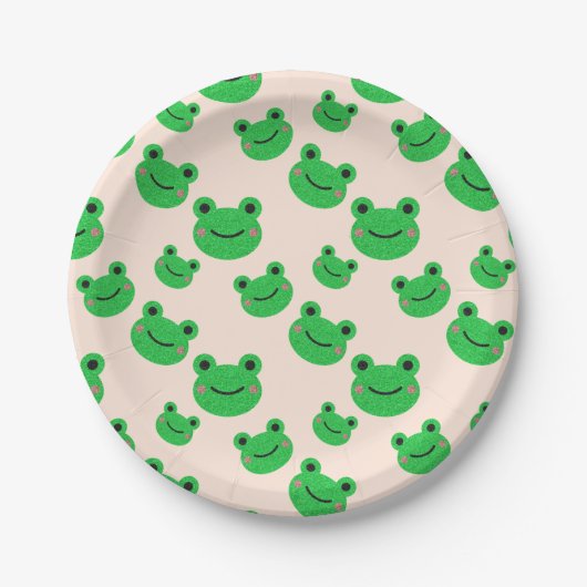 Kikker kinder tafelgerei Kute Green Toad Froggy P Papieren Bordje (Voorkant)