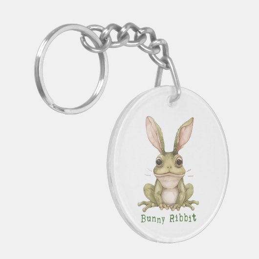 Kikker konijn floppy oren pad grappig Pasen Sleutelhanger (Voorkant Links)
