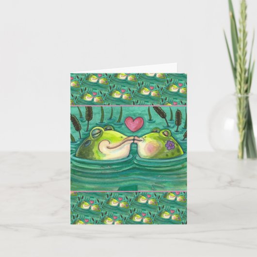 KIKKER KUSSEN KLEURRIJKE & AARDIGE VIJVER ROMANTIE KAART (Voorkant)