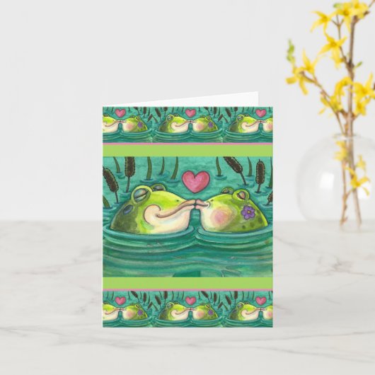 KIKKER KUSSEN KLEURRIJKE & AARDIGE VIJVER ROMANTIE KAART (Gele Bloem)