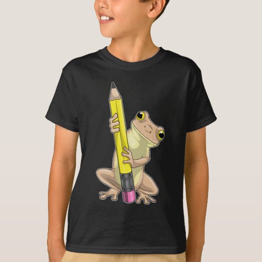kikker leerling potlood school t-shirt (Voorkant)
