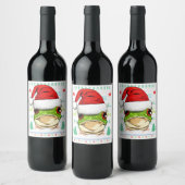 Kikker Lelijke Kerstmis Kerstman Hoed Xmas Kinder  Wijn Etiket (Flessen)