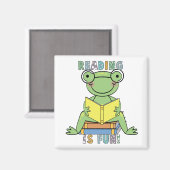 Kikker - Lezen is leuke T-shirts en geschenken Magneet (Voorkant / Achterkant)