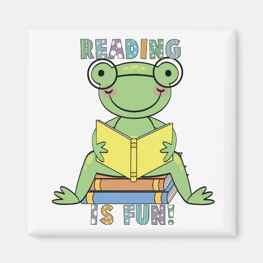 Kikker - Lezen is leuke T-shirts en geschenken Magneet (Voorkant)