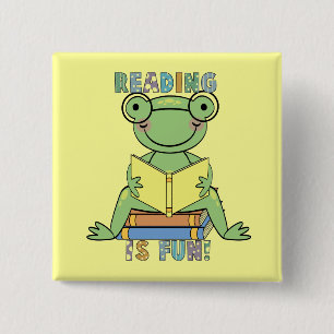 Kikker - Lezen zijn vlootsoverhemden en cadeautjes Vierkante Button 5,1 Cm