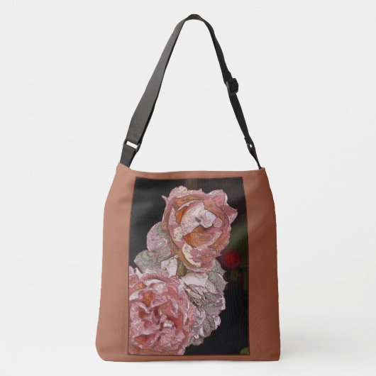 Kikker, Lily Pads, Roze Camelias Crossbody Tas (Achterkant)