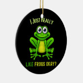 Kikker Lover, ik hou echt van kikkers. Keramisch Ornament (Rechts)