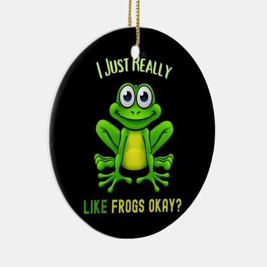 Kikker Lover, ik hou echt van kikkers. Keramisch Ornament (Rechts)