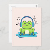 Kikker luisteren naar muziek briefkaart (Voorkant / Achterkant)