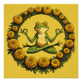 Kikker Meditatie Froggy Yoga Marigolds Perfect Poster