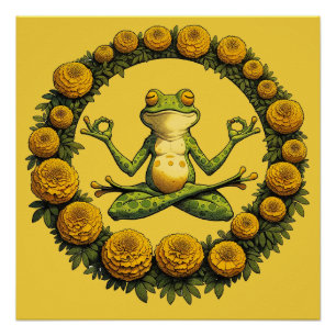 Kikker Meditatie Froggy Yoga Marigolds Perfect Poster