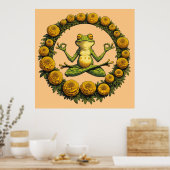 Kikker Meditatie Froggy Yoga Marigolds Poster (Keuken)