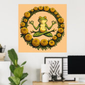 Kikker Meditatie Froggy Yoga Marigolds Poster (Thuiskantoor)