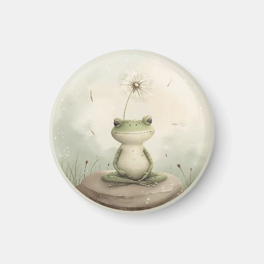 Kikker meditatie paardenbloem magneet (Voorkant)