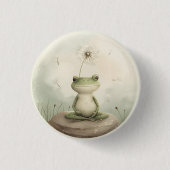Kikker meditatie paardenbloem ronde button 3,2 cm (Voorkant)