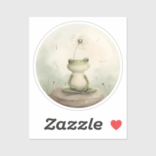 Kikker meditatie paardenbloem sticker (Vel)