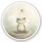 Kikker meditatie paardenbloem sticker (Voorkant)