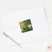 Kikker Mediterend Op Een Waterlelieblad Vierkante Sticker (Envelop)
