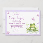 Kikker Meisjes 5e Verjaardag Feest Uitnodiging (Voorkant)