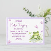 Kikker Meisjes 5e Verjaardag Feest Uitnodiging (Staand voorkant)