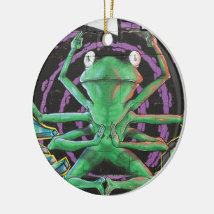 Kikker met acht armen keramisch ornament