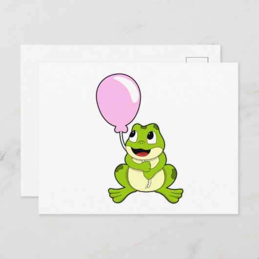 Kikker met ballon briefkaart (Voorkant / Achterkant)