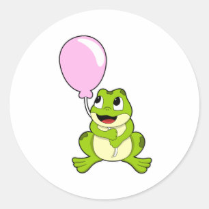 Kikker met ballon ronde sticker
