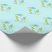 Kikker met ballonnen 1e verjaardag van één omslagp cadeaupapier (Hoek)