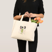 Kikker met ballonnen 3e verjaardag mini tote bag (Voorkant (product))