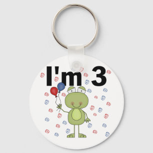Kikker met ballonnen 3e verjaardag sleutelhanger