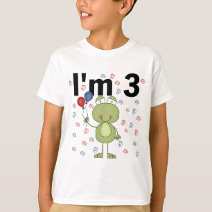 Kikker met ballonnen 3e verjaardag t-shirt