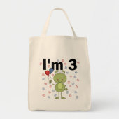 Kikker met ballonnen 3e verjaardag tote bag (Voorkant)