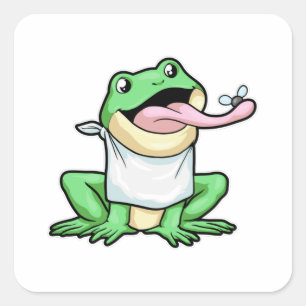 Kikker met beetel vierkante sticker