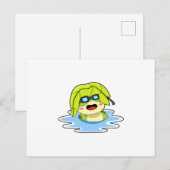 Kikker met blad aan het zwemmen briefkaart (Voorkant / Achterkant)