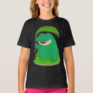Kikker met blad als zonnescherm t-shirt