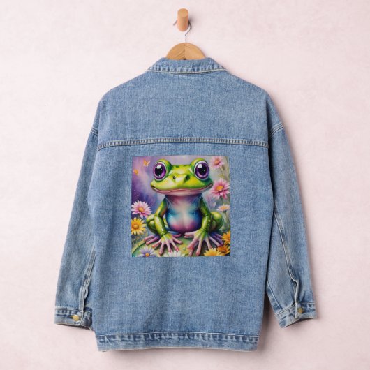 Kikker met bloem digitale kunst denim jacket (Hangar)
