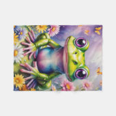 Kikker met bloem digitale kunst fleece deken (Voorkant (Horizontaal))