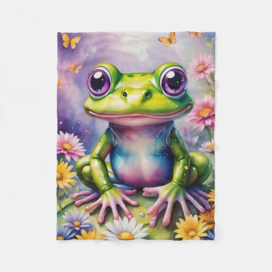 Kikker met bloem digitale kunst fleece deken (Voorkant)