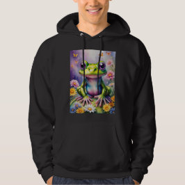 Kikker met bloem digitale kunst hoodie