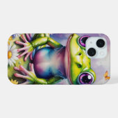 Kikker Met Bloem Digitale Kunst iPhone 15 Case (Achterkant horizontaal)