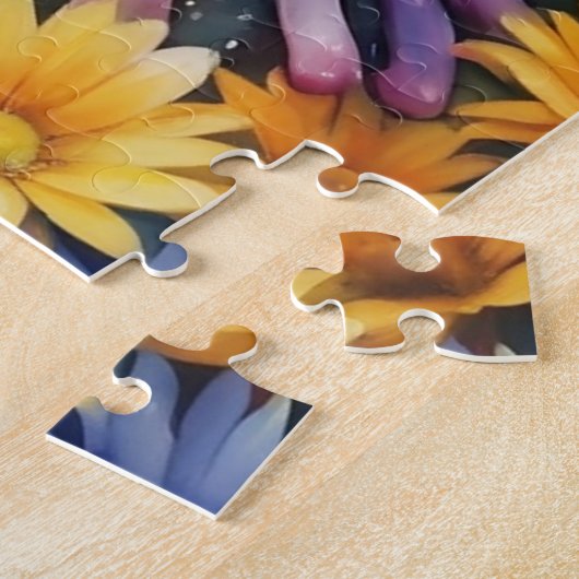 Kikker met bloem digitale kunst legpuzzel (Zijkant)